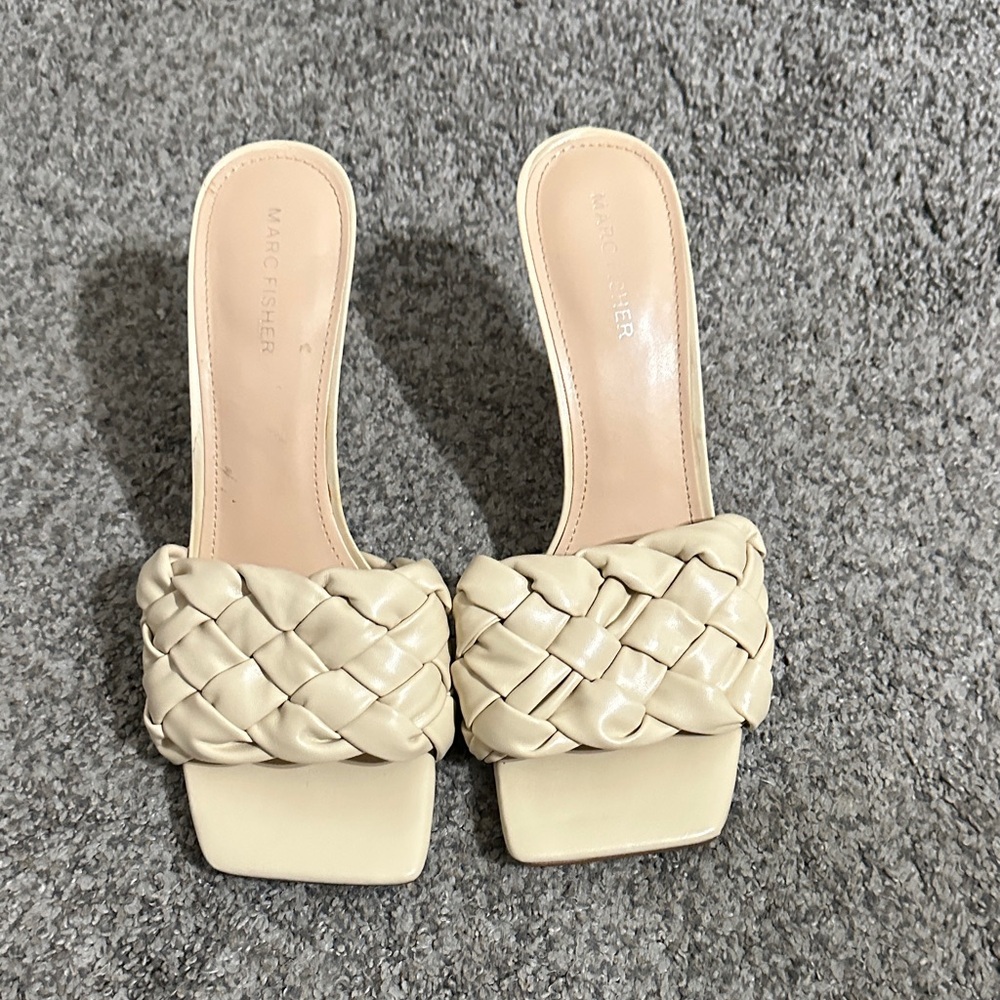 Marc Fisher Braided Cream Slide Mules